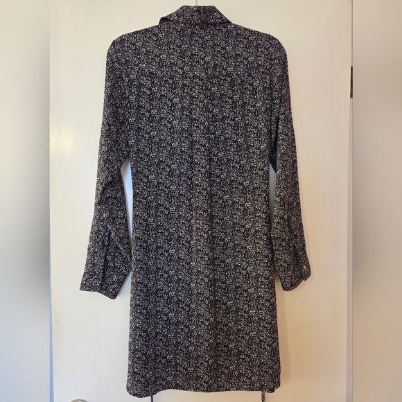 Express Black & White Classic Shirt Dress Long Sleeve Zip Front Tie Waist Small - Picture 4 of 15